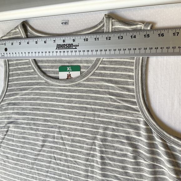 32 Degrees Cool Women Dress XL Grey Striped Tank Dress Sleeveless Knee Length - Picture 4 of 10